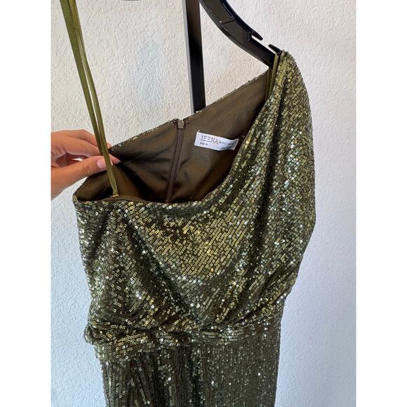 Mac Duggal || Sequined Ruched One Shoulder Gown Maxi Dress - Picture 6 of 9